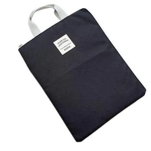 Zip Rectangle Shape Nylon Tote Bag - Black